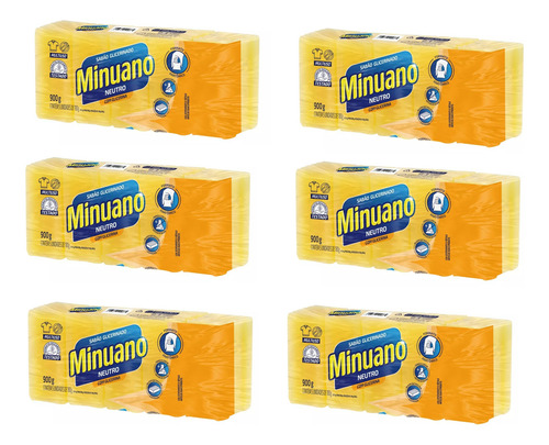 Kit Sabão Em Pedra Minuano Neutro C/ 6 Pacotes De 900g Cada
