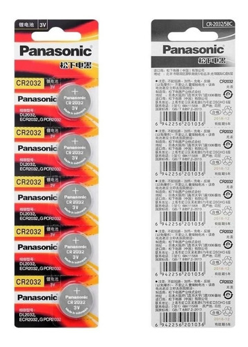 Pila Bateria Cr2032 Litio Panasonic Pack 5 Unidades Calidad