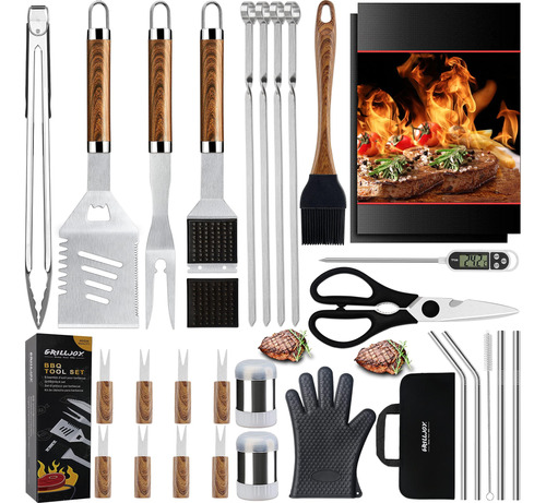 Grilljoy Juego De 31 Accesorios De Parrilla De Acero Inoxida