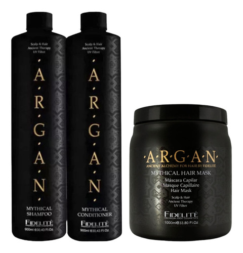 Kit Argan Mythical Mascara + Acondicionador + Shampoo X1000g