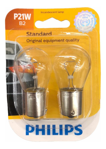 Set 2x Focos Halógeno Philips Standard Oem Bulbo Claro P21w