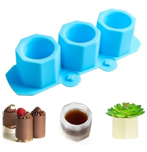 Pack Moldes Silicona Maceta Hexagonal Yeso Cemento Suculenta