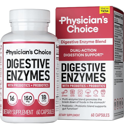 Physician's Choice Digestive Enzymes 60 Cap Sabor Sin Sabor