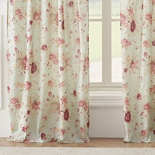 Juego De 2 Paneles De Cortinas 100% Algodón Azul 107x213 Cm