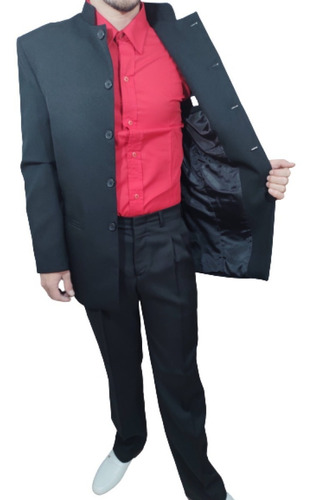 Imagen 8 de 10 de Ambo Traje Hombre Cuello Mao Corte Clásico
