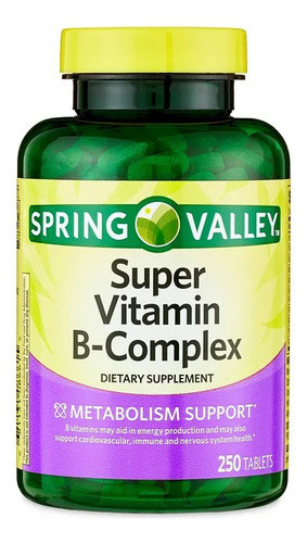 Spring Valley Super Vitamina Babletas De Complejo B Suplemen