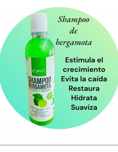 Pack 3 Shampoo De Bergamota Crecimiento Cabello 500ml C/u