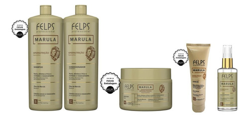 Kit Felps Marula Shamp E Cond.l+masc.300g+leave-in+óleo 50ml