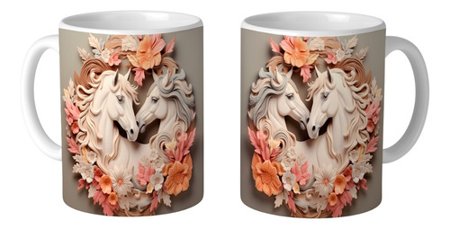 Taza Caballos 3d 18 Café 11 Oz 325 Ml