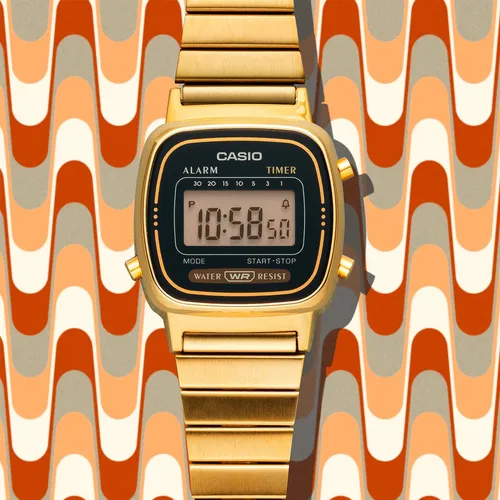 RELOJ CASIO MUJER DIGITAL DORADO Y BISEL DORADO