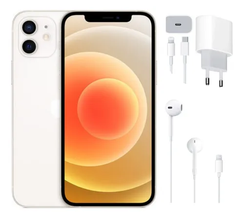 Apple iPhone 12(128gb) Branco + Fone E Carregador Turbo