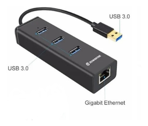 Hub Usb 3 Puertos 3.0 Alta Vel Con Adaptador Ethernet Red