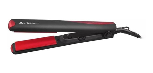 Planchita de pelo Ultracomb Gloss AP-4402 negra y roja 220V