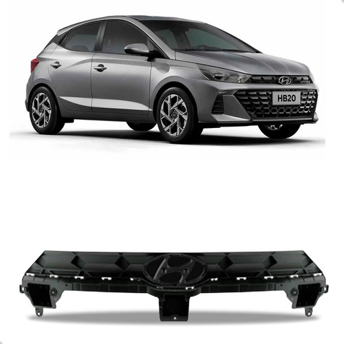 Grade Radiador Para Hyundai Hb20 2023 Até 2024 Preta