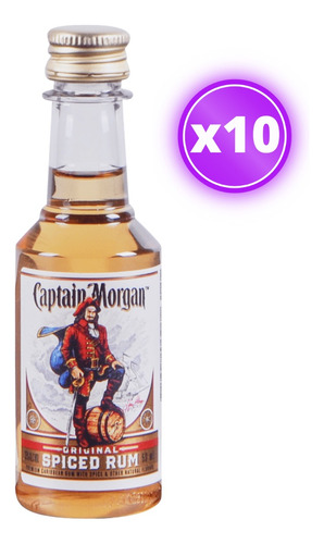 10x Miniatura Ron Captain Morgan 50ml (plástico)