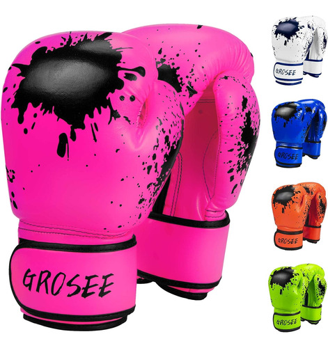 Guantes De Boxeo Grosee, 8 Oz, Rosa, Para Jóvenes, Y Niños