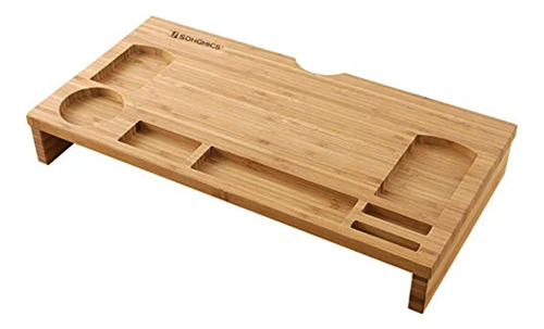 Songmics Bamboo Wood Monitor Stand Computer Riser Con Organi