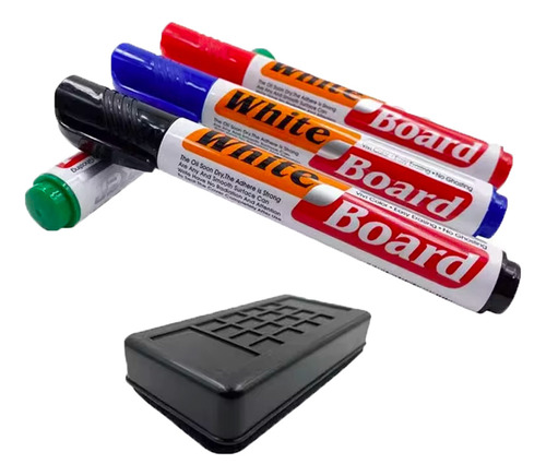 Set De Marcadores Plumones Pintarron Pizarra Blanca Borrador Color Multicolor
