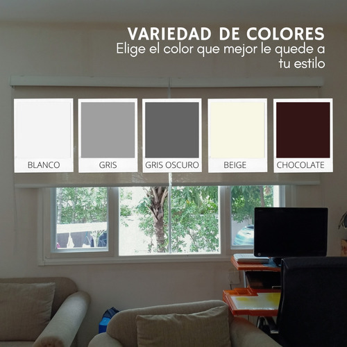 Persiana Enrollable Cortina Roller Lisa Colores 100 X 180cm Gris
