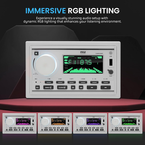 Receptor Estéreo Marino Pyle Con Bluetooth, De Doble Din
