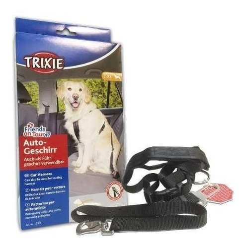Cinturon De Seguridad + Arnes  Para Perros Talle M Trixie