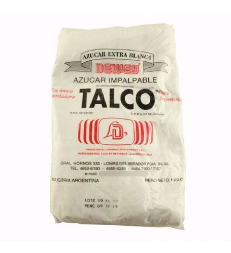 Imagen 1 de 1 de Azucar Talco Impalpable Dewey 1kg
