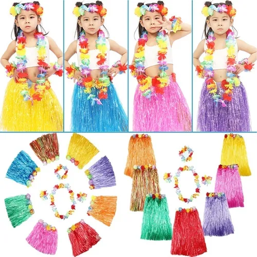 Fantasia Saia Havaiana Infantil Festa Luau Hawaii Com Flores 30 CM - Ri Happy
