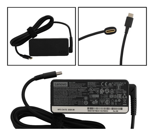 Cargador De Laptop Lenovo  20v 2.25a Punta Tipo C Yoga