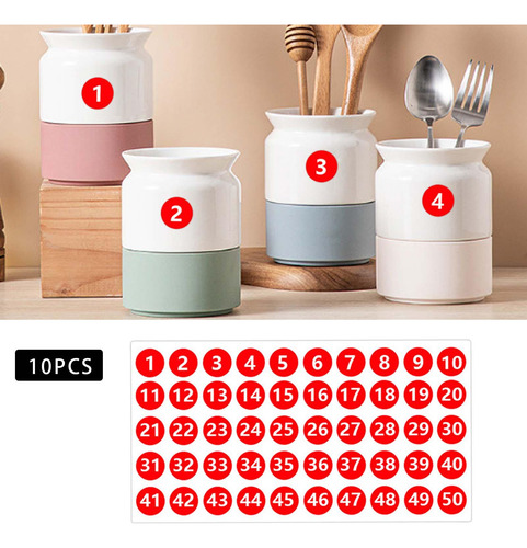 Pegatinas Numéricas, Etiquetas Redondas Para Sobres, Rojo
