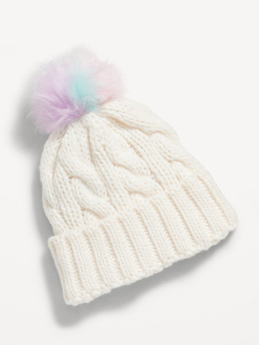 Gorro Niña Old Navy Tejido Con Pom-pom Blanco