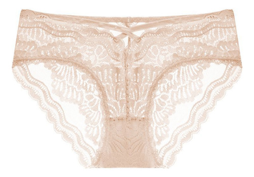 Calzoncillos R Para Mujer, Encaje De Color Liso, Cintura Med