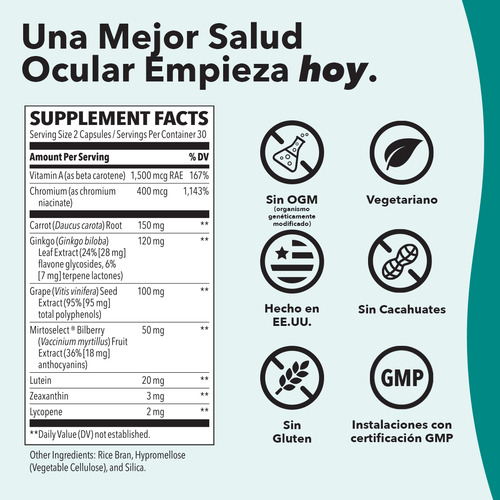 Lifeseasons Visibili-t Para La Salud Ocular, 60 Cápsulas Sabor Sin Sabor