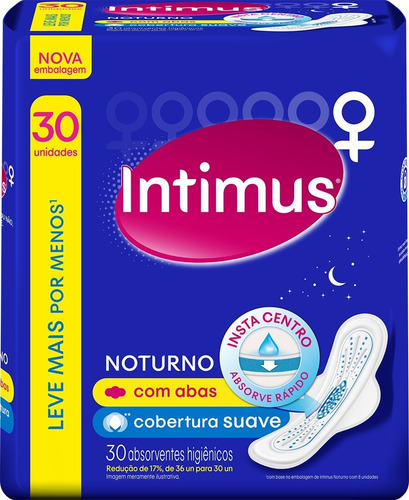 Absorventes Intimus Noturno Suave Com Abas 30unidades
