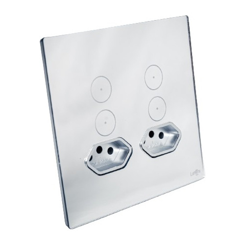 Interruptor Touch 4 Botões 2 Tomadas Wi-fi Prata 4x4 Lumenx