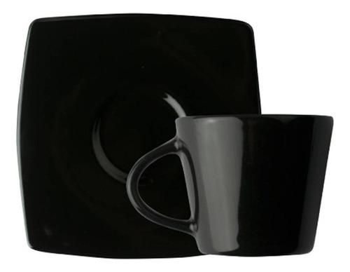 Kit 10 Xícaras De Café Com Pires 90ml Porcelana Germer Preta