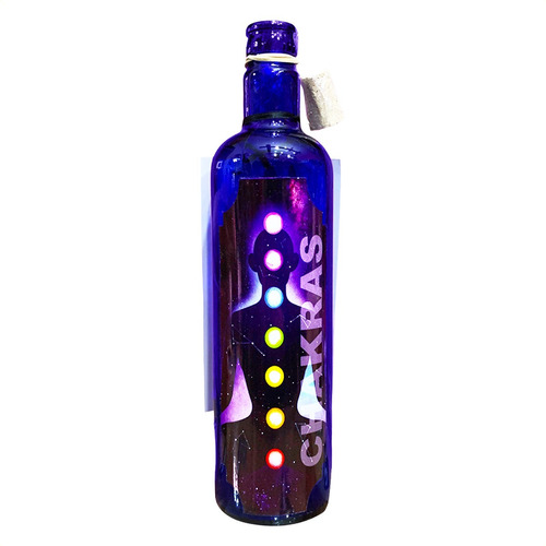 Botella Hoponopono Vidrio Azul Solarizar Agua