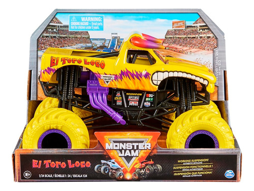 Monster Jam Hot Wheels Toro Loco Llantas Amarillo Metal 1:24