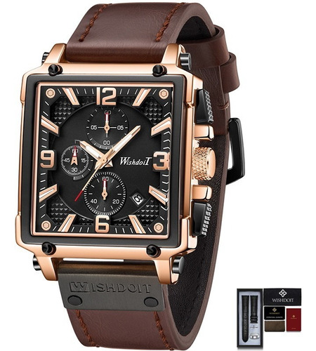 Reloj Wishdoit Impermeable Con Correa De Cuero Para Hombre