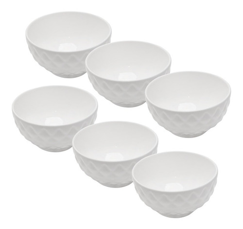 Kit 6 Bowl Tigela Porcelana Branca Cumbuca Pote Sobremesa
