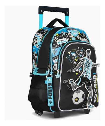 Mochila Jugador Con Carro  Y Ruedas Footy Con Luz Led