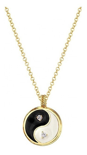 Collar Yin Yang Dorado Plata 925 + Oro 18 K + Caja 