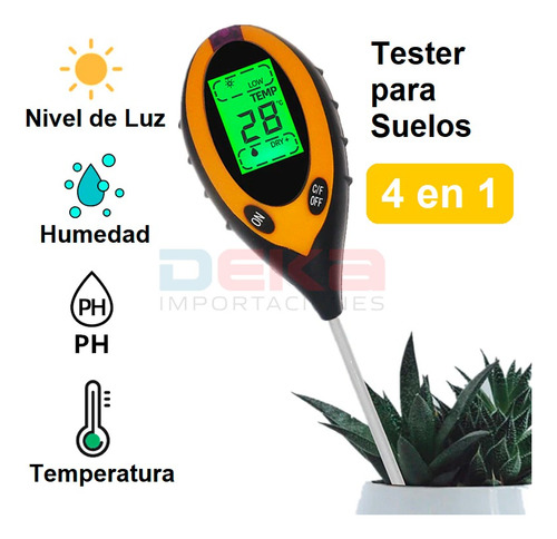 Medidor Digital Suelo 4 En 1 Ph Humedad Luz Y Temperatura