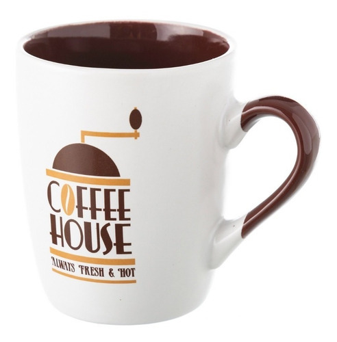 Taza Mug Para Cafe Color Blanco Coffe House Stoneware 350 Ml