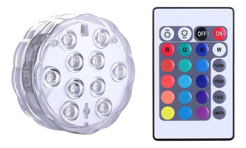 Lampara Sumergible Rgb 10 Led Control Remoto Colores