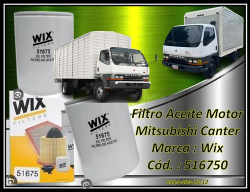 Filtro Aceite Motor Mitsubishi Canter  Marca : Wix 51675