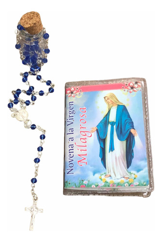 Camandula Azul Botellita + Novena Virgen De La Milagrosa Bol