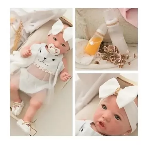 Bebê reborn realista molde Sáskia com corpinho todo em silicone