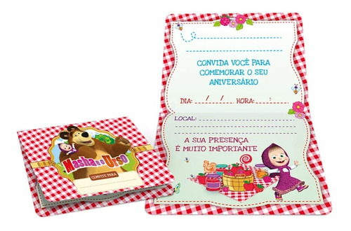 Convite Aniversário Masha E O Urso Com 24 Unidades