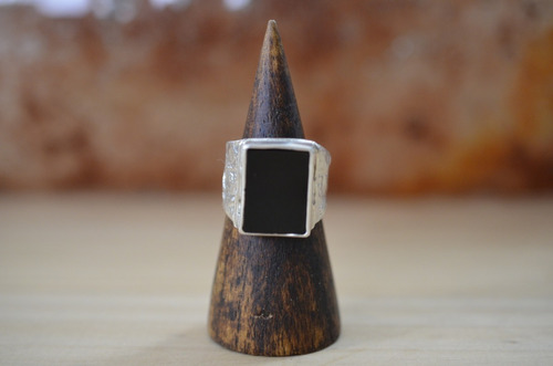 Anillo Plata 950 Con Onix Negro Rectangular