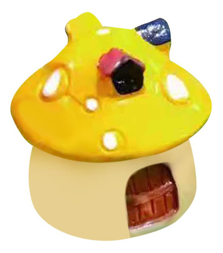 2 Encantadora Mini Casa De Setas, Figurita En Amarillo